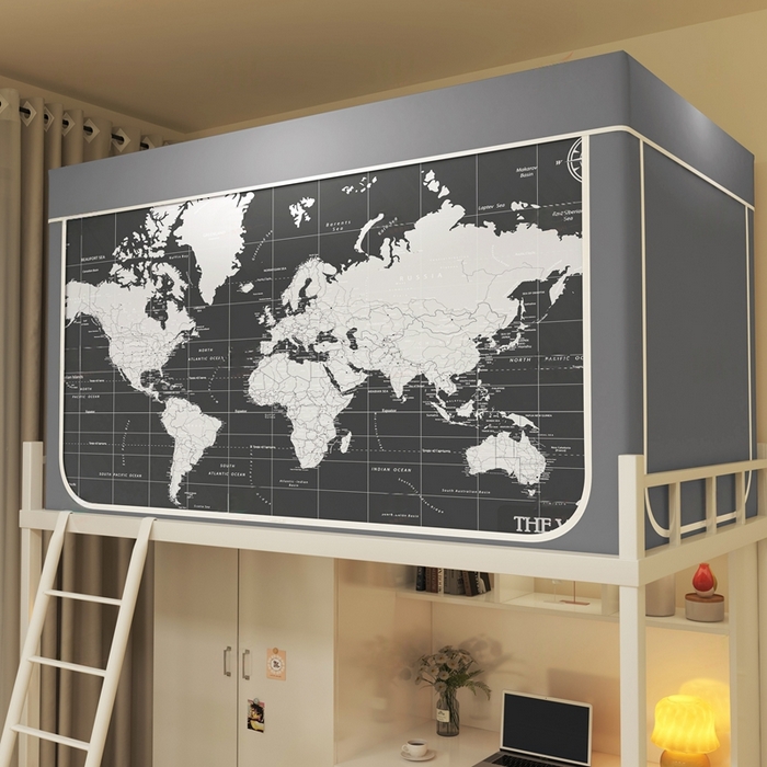 91家纺网 家纺一手货源 找家纺 宅部落 2026新款宅部落学生床帘宿舍上下铺印花无涂层强遮光学生蚊帐 周游世界