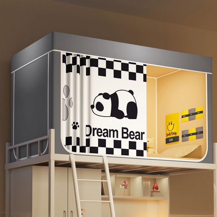 91家纺网 家纺一手货源 找家纺 宅部落 2026新款宅部落学生床帘宿舍上下铺印花无涂层强遮光学生蚊帐 睡梦熊猫