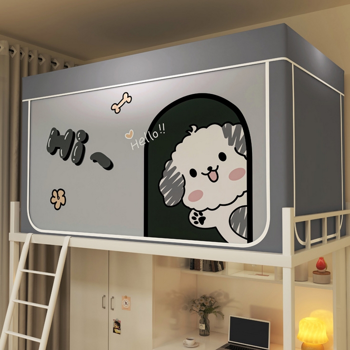 91家纺网 家纺一手货源 找家纺 宅部落 2026新款宅部落学生床帘宿舍上下铺印花无涂层强遮光学生蚊帐 呆萌狗