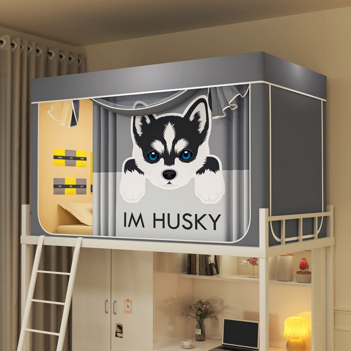 宅部落 2026新款宅部落学生床帘宿舍上下铺印花无涂层强遮光学生蚊帐 哈士奇