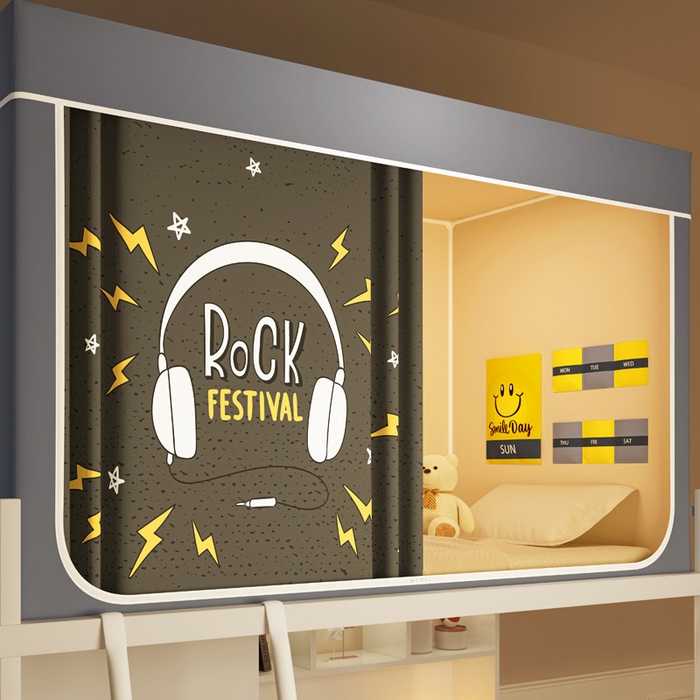 91家纺网 家纺一手货源 找家纺 宅部落 2026新款宅部落学生床帘宿舍上下铺印花无涂层强遮光学生蚊帐 音乐达人