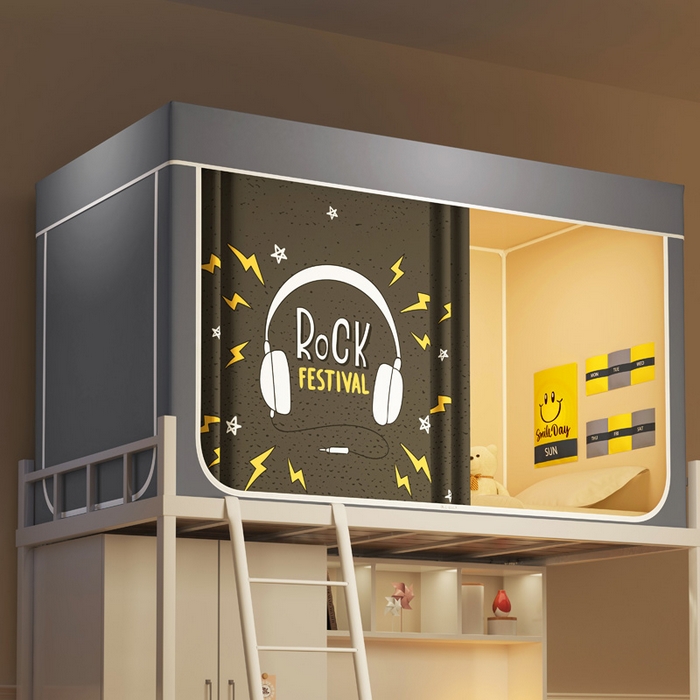 91家纺网 家纺一手货源 找家纺 宅部落 2026新款宅部落学生床帘宿舍上下铺印花无涂层强遮光学生蚊帐 音乐达人