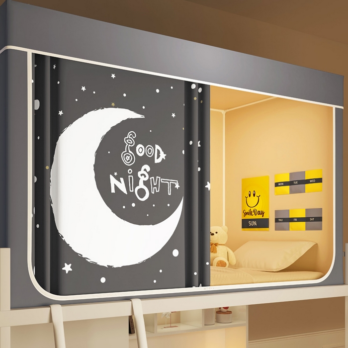 91家纺网 家纺一手货源 找家纺 宅部落 2026新款宅部落学生床帘宿舍上下铺印花无涂层强遮光学生蚊帐 月半弯