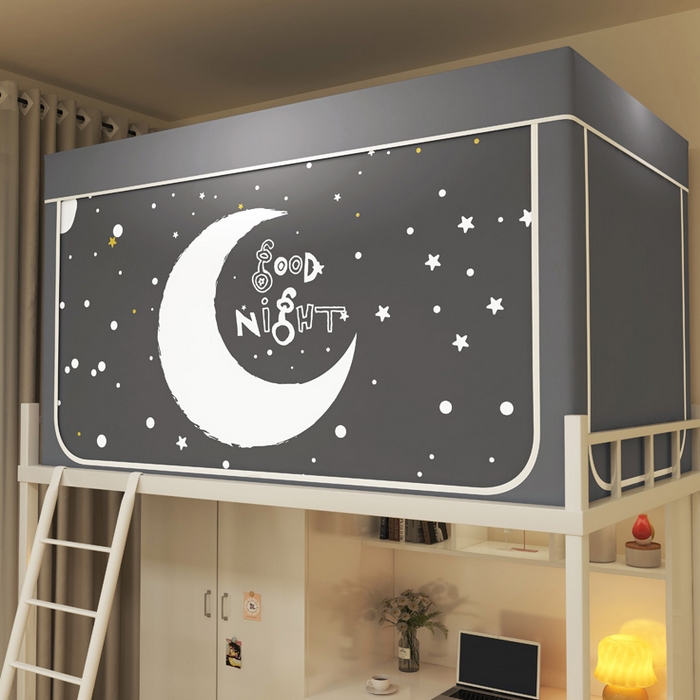 91家纺网 家纺一手货源 找家纺 宅部落 2026新款宅部落学生床帘宿舍上下铺印花无涂层强遮光学生蚊帐 月半弯