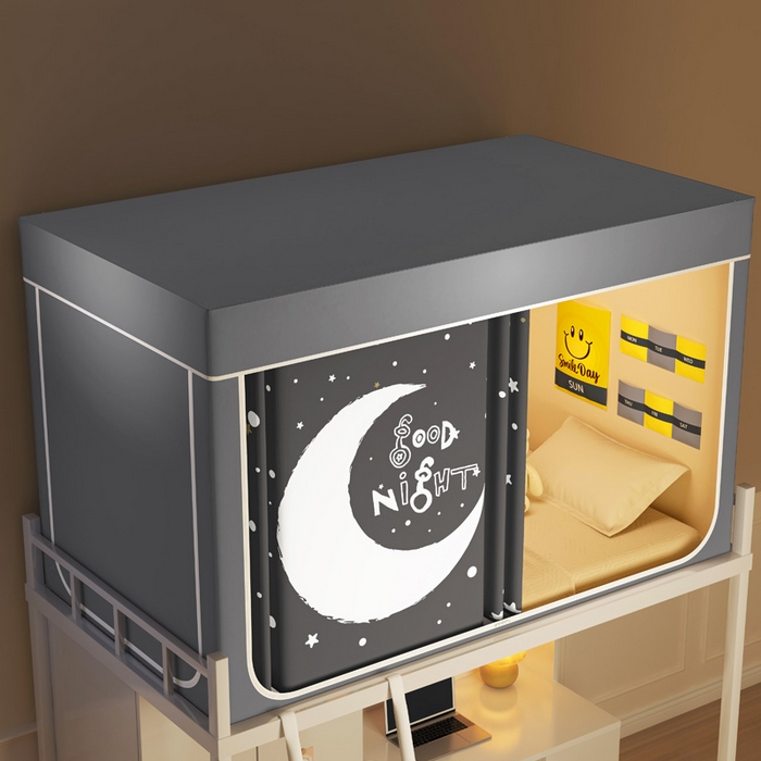 91家纺网 家纺一手货源 找家纺 宅部落 2026新款宅部落学生床帘宿舍上下铺印花无涂层强遮光学生蚊帐 月半弯