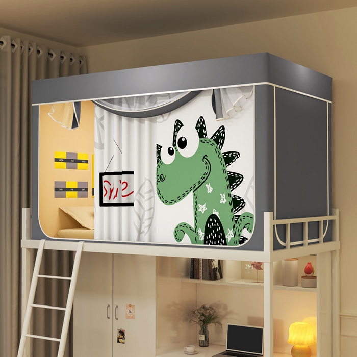 宅部落 2026新款宅部落学生床帘宿舍上下铺印花无涂层强遮光学生蚊帐 萌宠恐龙