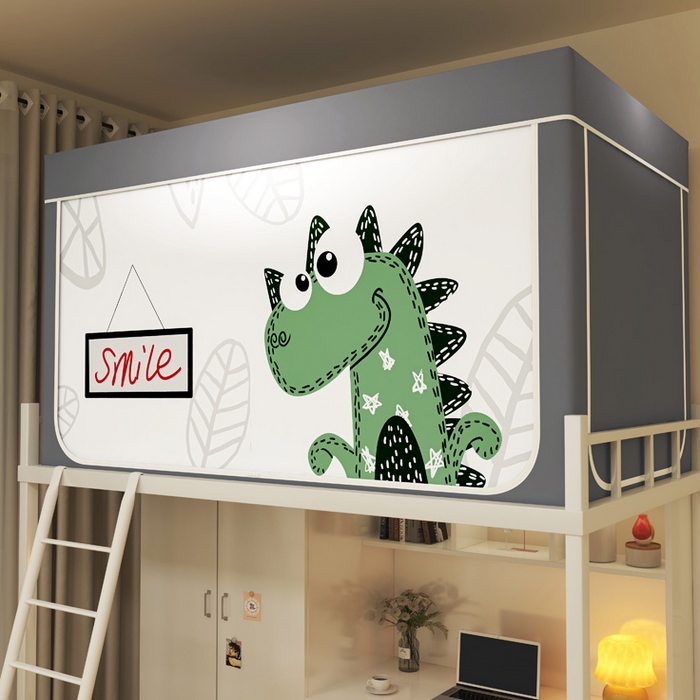 91家纺网 家纺一手货源 找家纺 宅部落 2026新款宅部落学生床帘宿舍上下铺印花无涂层强遮光学生蚊帐 萌宠恐龙