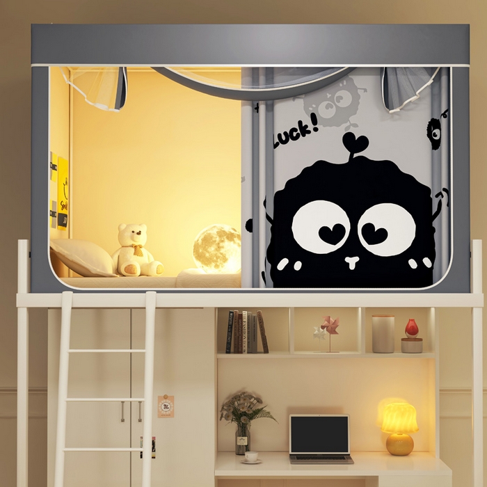 91家纺网 家纺一手货源 找家纺 宅部落 2026新款宅部落学生床帘宿舍上下铺印花无涂层强遮光学生蚊帐 煤忧愁