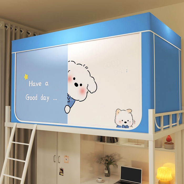 91家纺网 家纺一手货源 找家纺 宅部落 2026新款宅部落学生床帘宿舍上下铺印花无涂层强遮光学生蚊帐 快乐汪汪