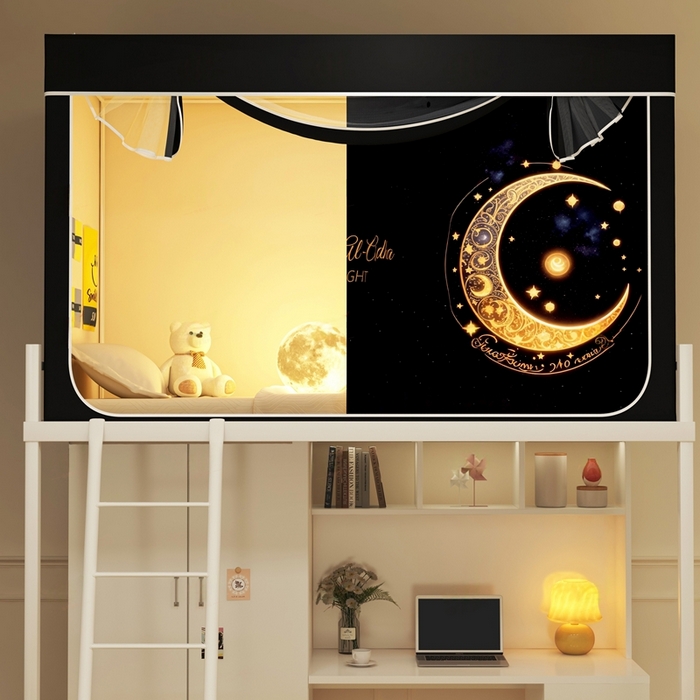 91家纺网 家纺一手货源 找家纺 宅部落 2026新款宅部落学生床帘宿舍上下铺印花无涂层强遮光学生蚊帐 月之晚安