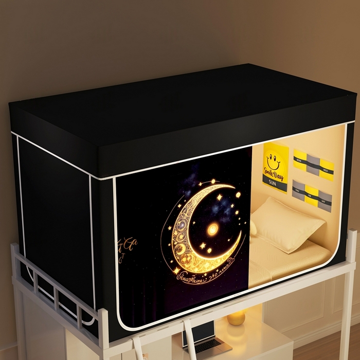 91家纺网 家纺一手货源 找家纺 宅部落 2026新款宅部落学生床帘宿舍上下铺印花无涂层强遮光学生蚊帐 月之晚安