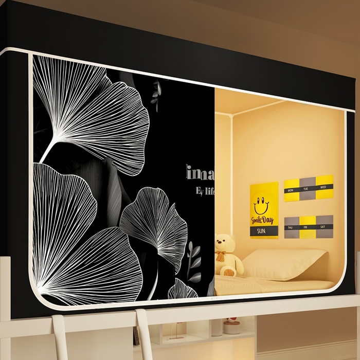 91家纺网 家纺一手货源 找家纺 宅部落 2026新款宅部落学生床帘宿舍上下铺印花无涂层强遮光学生蚊帐 静叶之梦