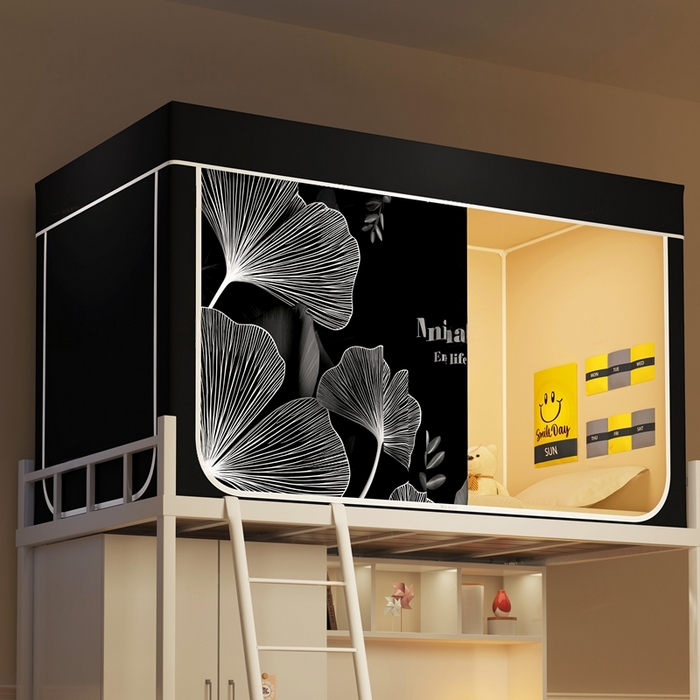 91家纺网 家纺一手货源 找家纺 宅部落 2026新款宅部落学生床帘宿舍上下铺印花无涂层强遮光学生蚊帐 静叶之梦