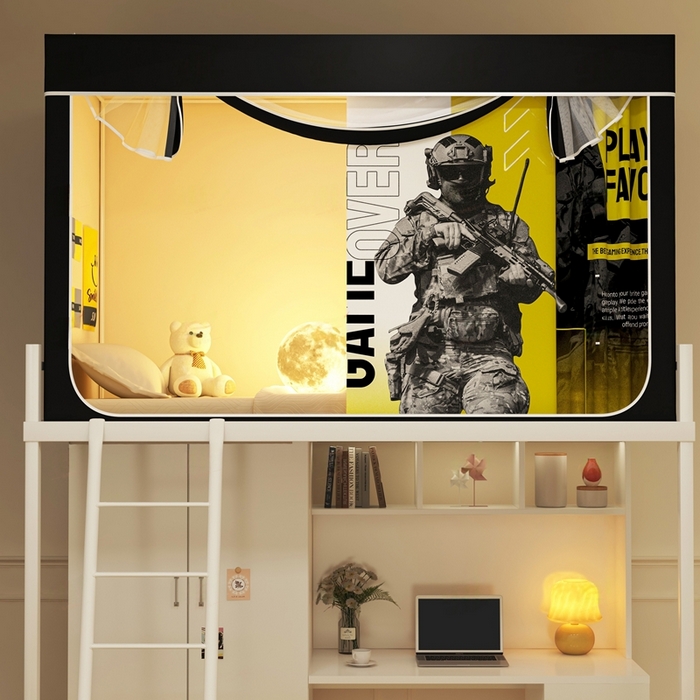 91家纺网 家纺一手货源 找家纺 宅部落 2026新款宅部落学生床帘宿舍上下铺印花无涂层强遮光学生蚊帐 勇者之地