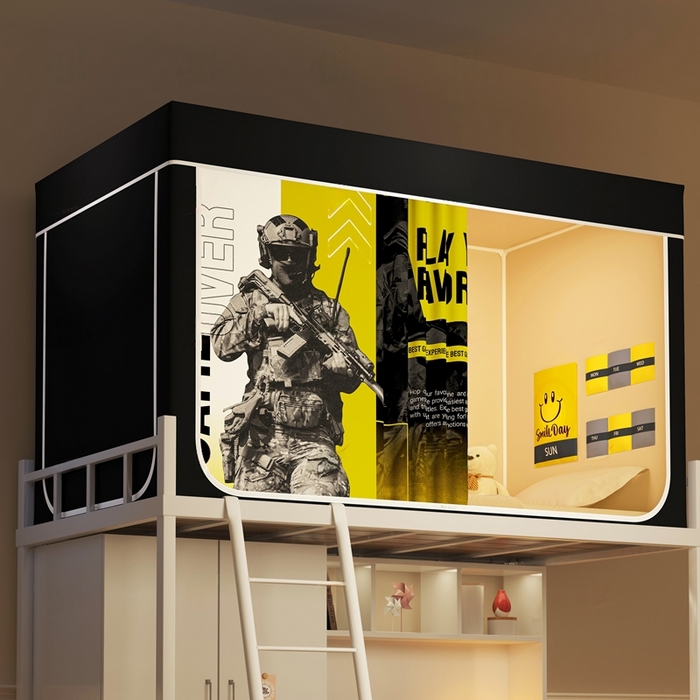 91家纺网 家纺一手货源 找家纺 宅部落 2026新款宅部落学生床帘宿舍上下铺印花无涂层强遮光学生蚊帐 勇者之地