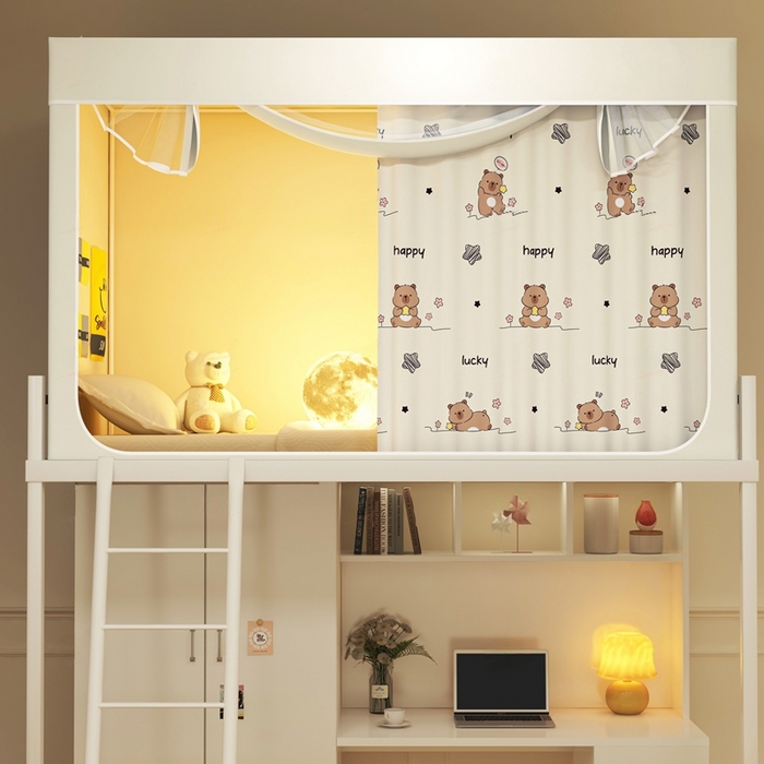 91家纺网 家纺一手货源 找家纺 宅部落 2026新款宅部落学生床帘宿舍上下铺印花无涂层强遮光学生蚊帐 卡皮巴拉A