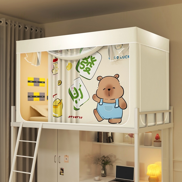 宅部落 2026新款宅部落学生床帘宿舍上下铺印花无涂层强遮光学生蚊帐 发财卡皮巴拉