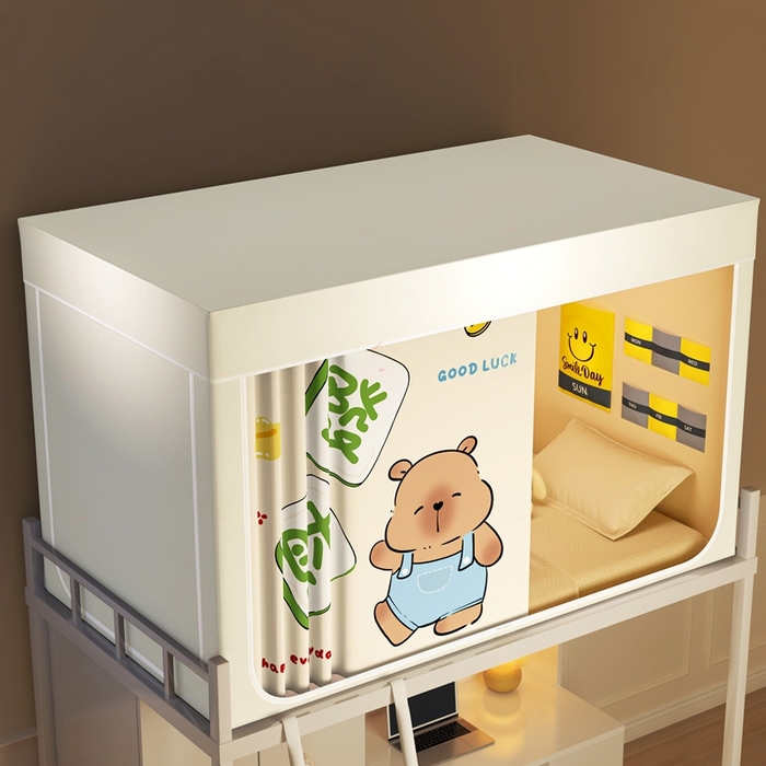 91家纺网 家纺一手货源 找家纺 宅部落 2026新款宅部落学生床帘宿舍上下铺印花无涂层强遮光学生蚊帐 发财卡皮巴拉