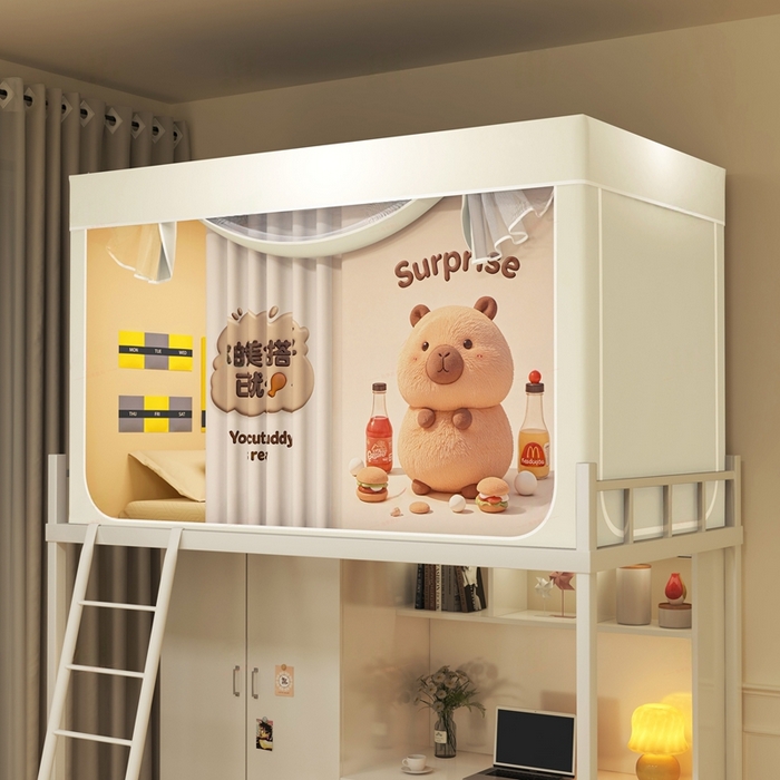 宅部落 2026新款宅部落学生床帘宿舍上下铺印花无涂层强遮光学生蚊帐 惊喜卡皮