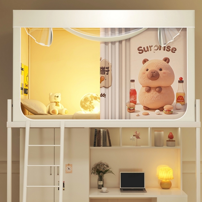 91家纺网 家纺一手货源 找家纺 宅部落 2026新款宅部落学生床帘宿舍上下铺印花无涂层强遮光学生蚊帐 惊喜卡皮