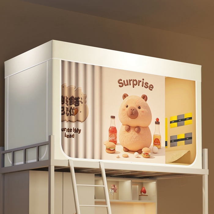 91家纺网 家纺一手货源 找家纺 宅部落 2026新款宅部落学生床帘宿舍上下铺印花无涂层强遮光学生蚊帐 惊喜卡皮