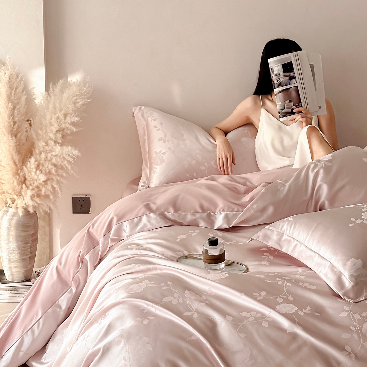 91家纺网 家纺一手货源 找家纺 （总）慕晨 2026新款全棉纯棉文艺质感高级提花高精密四件套高端纯棉4件套直播热款