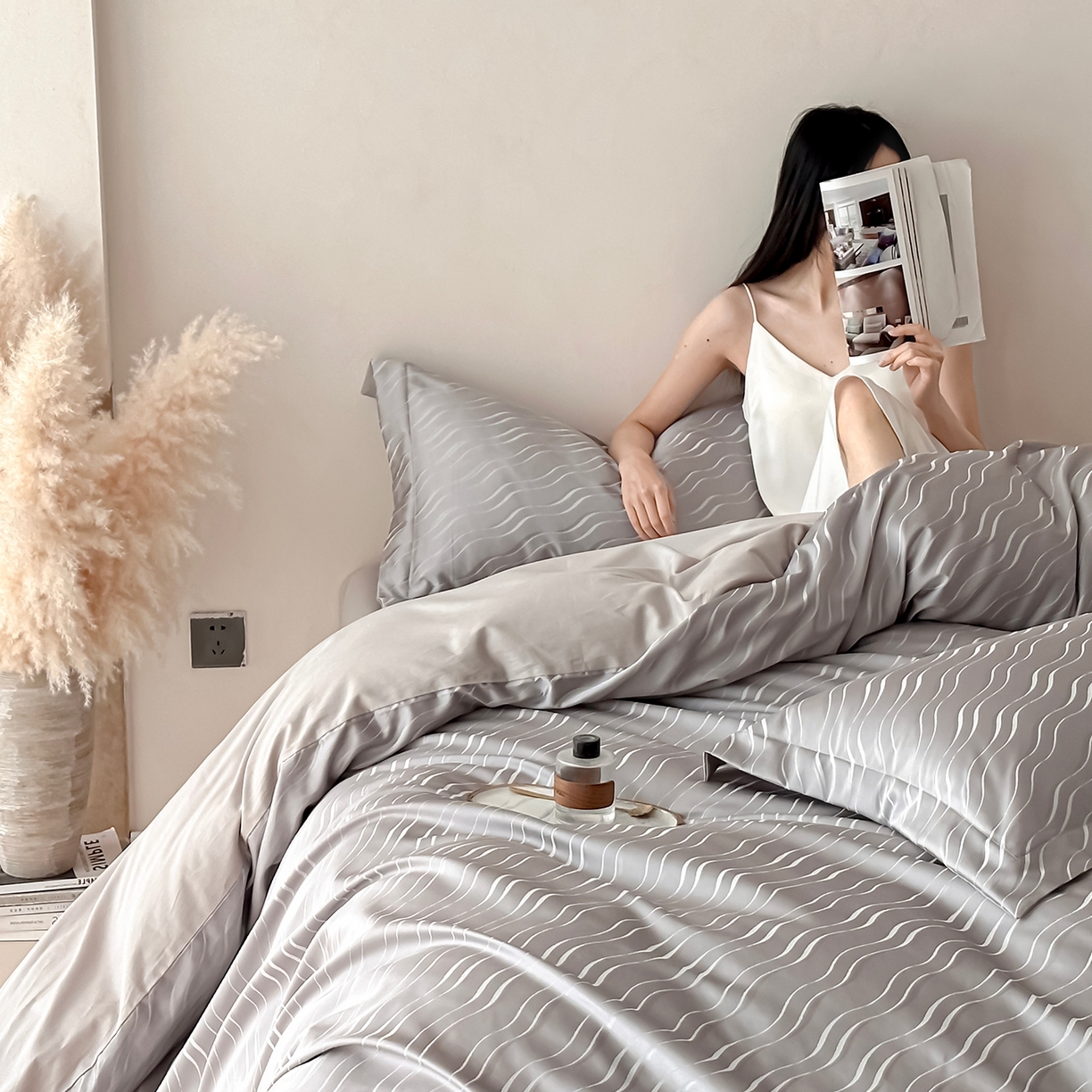 91家纺网 家纺一手货源 找家纺 （总）慕晨 2026新款全棉纯棉文艺质感高级提花高精密四件套高端纯棉4件套直播热款