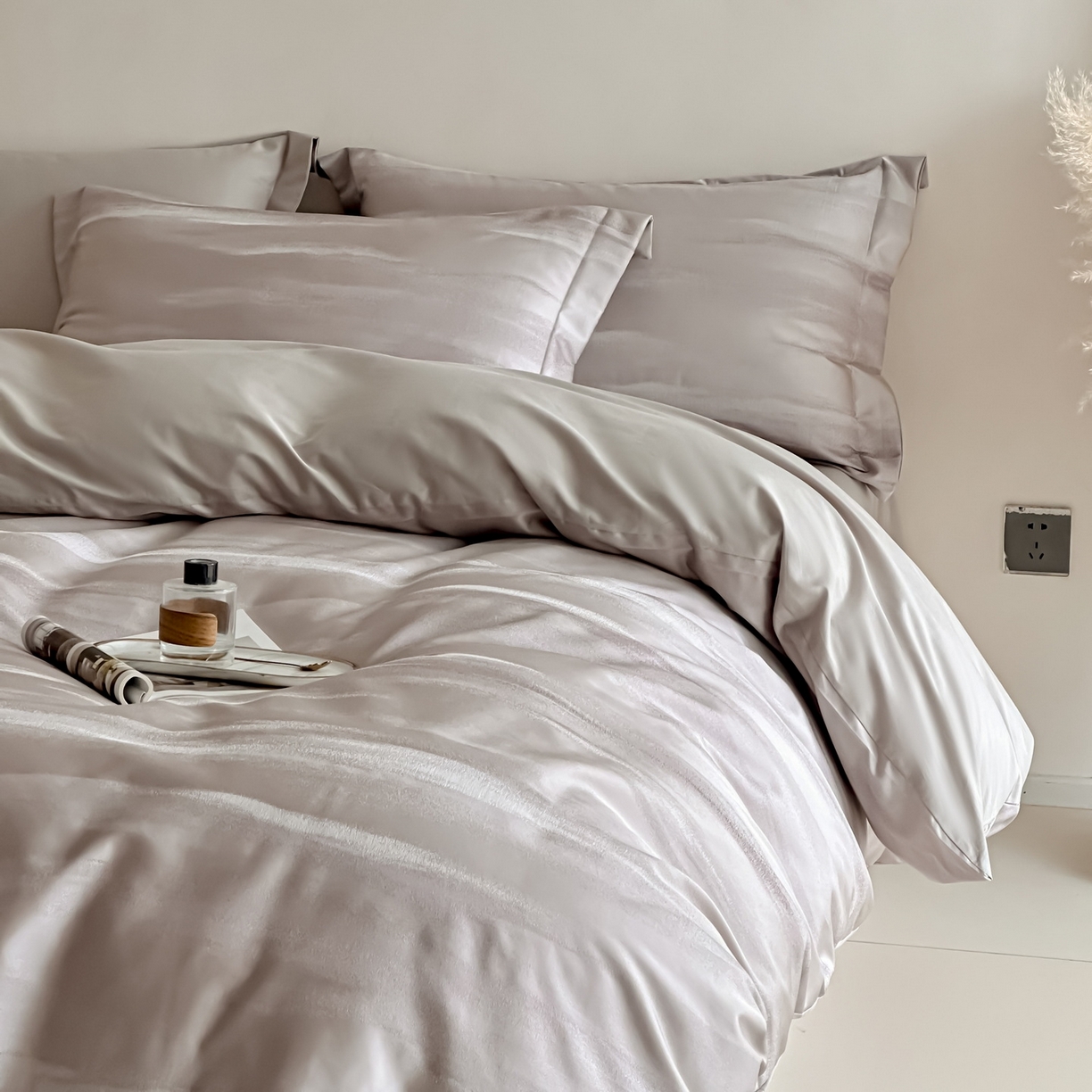 91家纺网 家纺一手货源 找家纺 慕晨 2026新款全棉纯棉文艺质感高级提花高精密四件套高端纯棉4件套直播热款 雅明极光