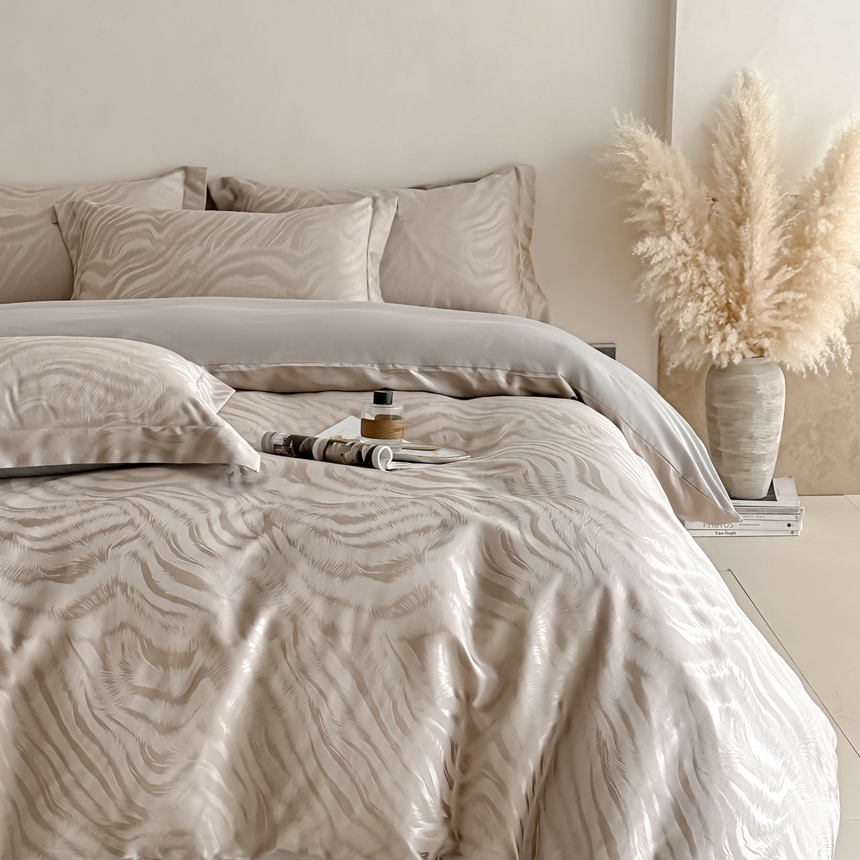 91家纺网 家纺一手货源 找家纺 慕晨 2026新款全棉纯棉文艺质感高级提花高精密四件套高端纯棉4件套直播热款 班杰瑞