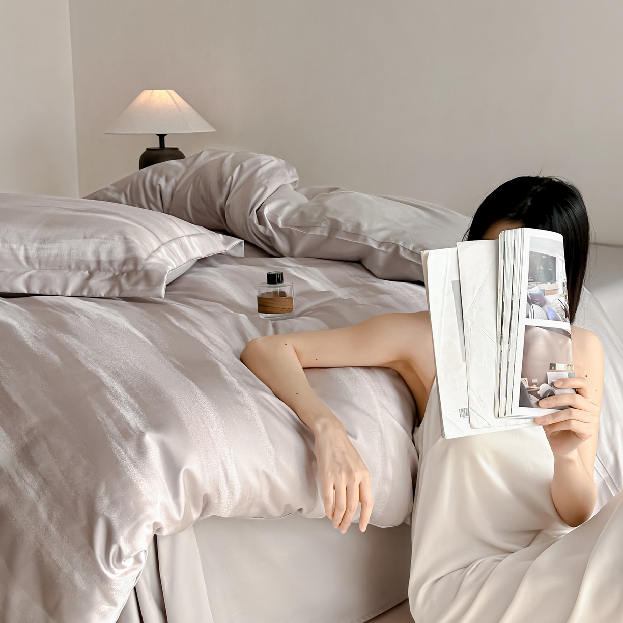 91家纺网 家纺一手货源 找家纺 慕晨 2026新款全棉纯棉文艺质感高级提花高精密四件套高端纯棉4件套直播热款 雅明极光