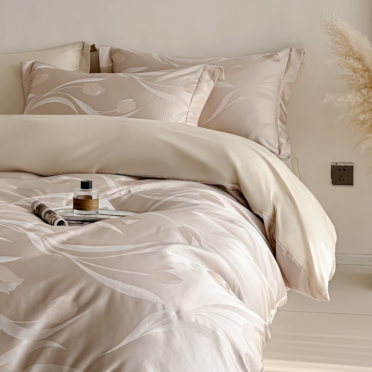 91家纺网 家纺一手货源 找家纺 慕晨 2026新款全棉纯棉文艺质感高级提花高精密四件套高端纯棉4件套直播热款 简娅