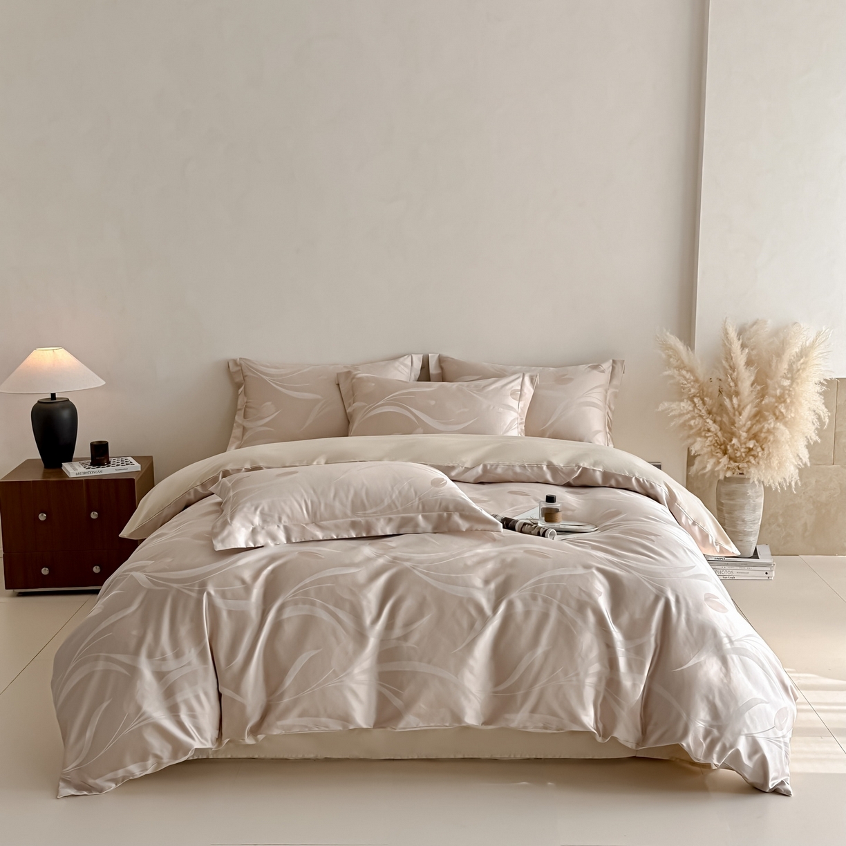 91家纺网 家纺一手货源 找家纺 慕晨 2026新款全棉纯棉文艺质感高级提花高精密四件套高端纯棉4件套直播热款 简娅