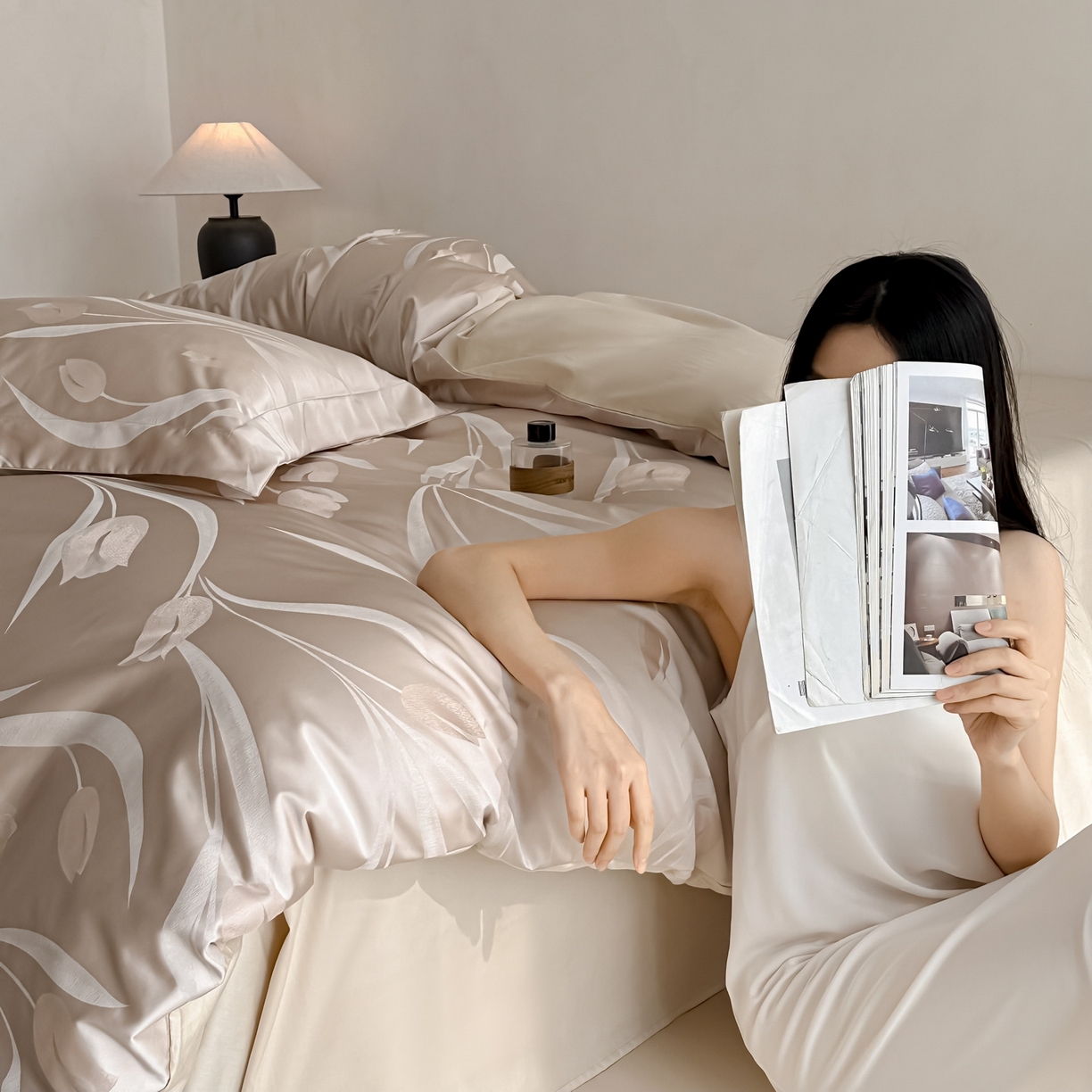 91家纺网 家纺一手货源 找家纺 慕晨 2026新款全棉纯棉文艺质感高级提花高精密四件套高端纯棉4件套直播热款 简娅