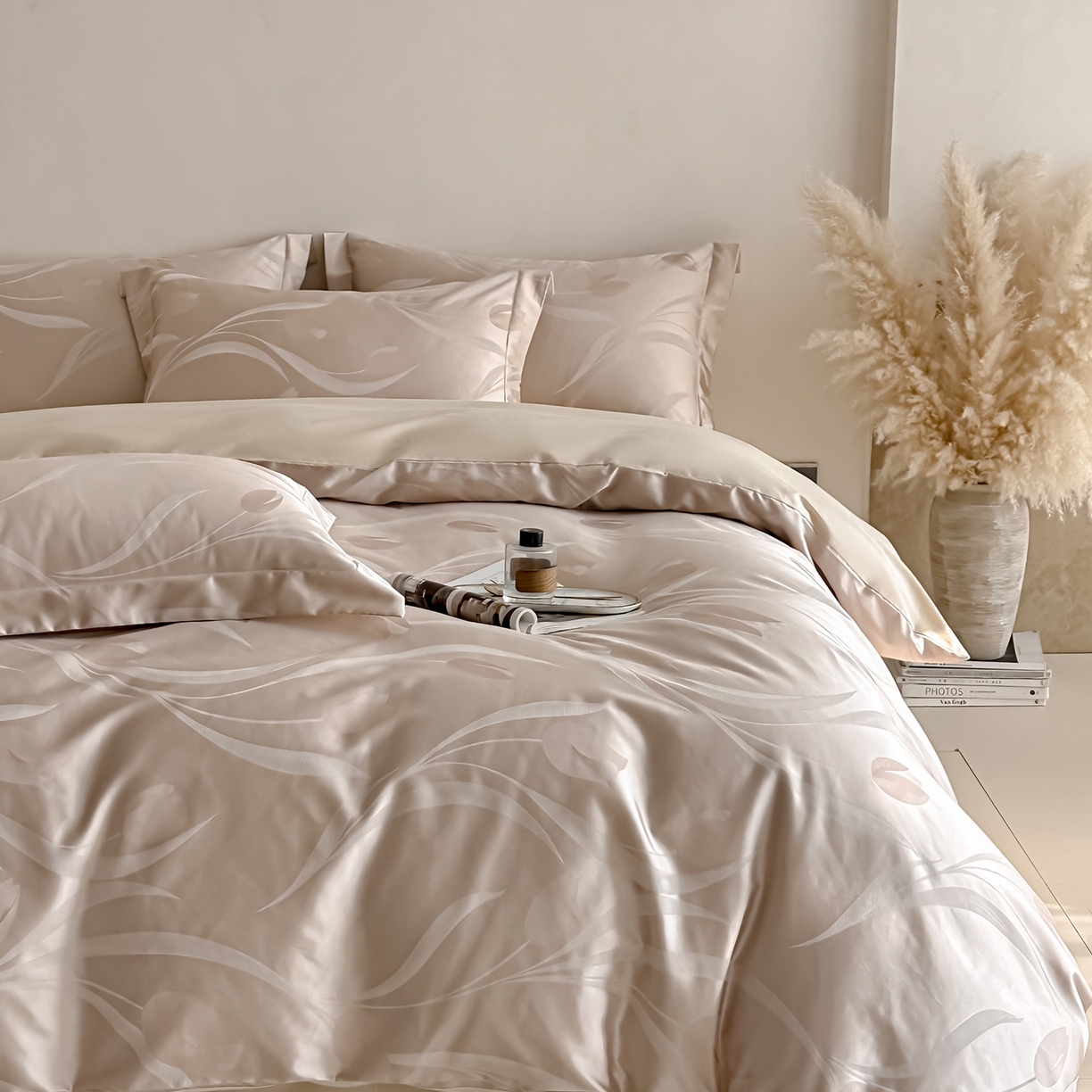 91家纺网 家纺一手货源 找家纺 慕晨 2026新款全棉纯棉文艺质感高级提花高精密四件套高端纯棉4件套直播热款 简娅