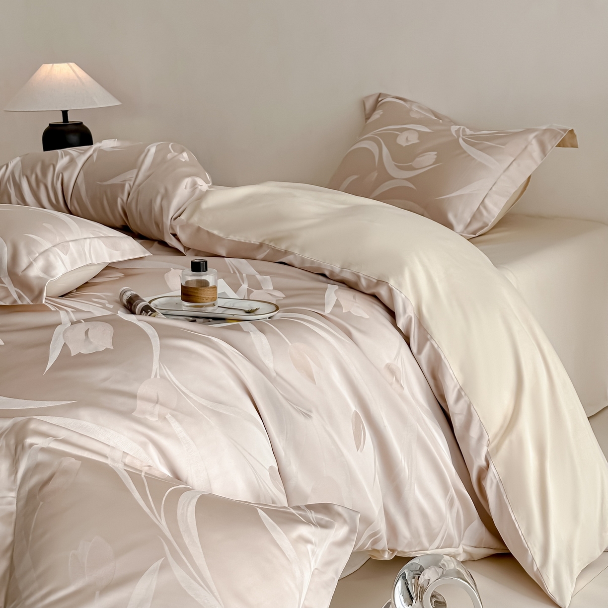 91家纺网 家纺一手货源 找家纺 慕晨 2026新款全棉纯棉文艺质感高级提花高精密四件套高端纯棉4件套直播热款 简娅