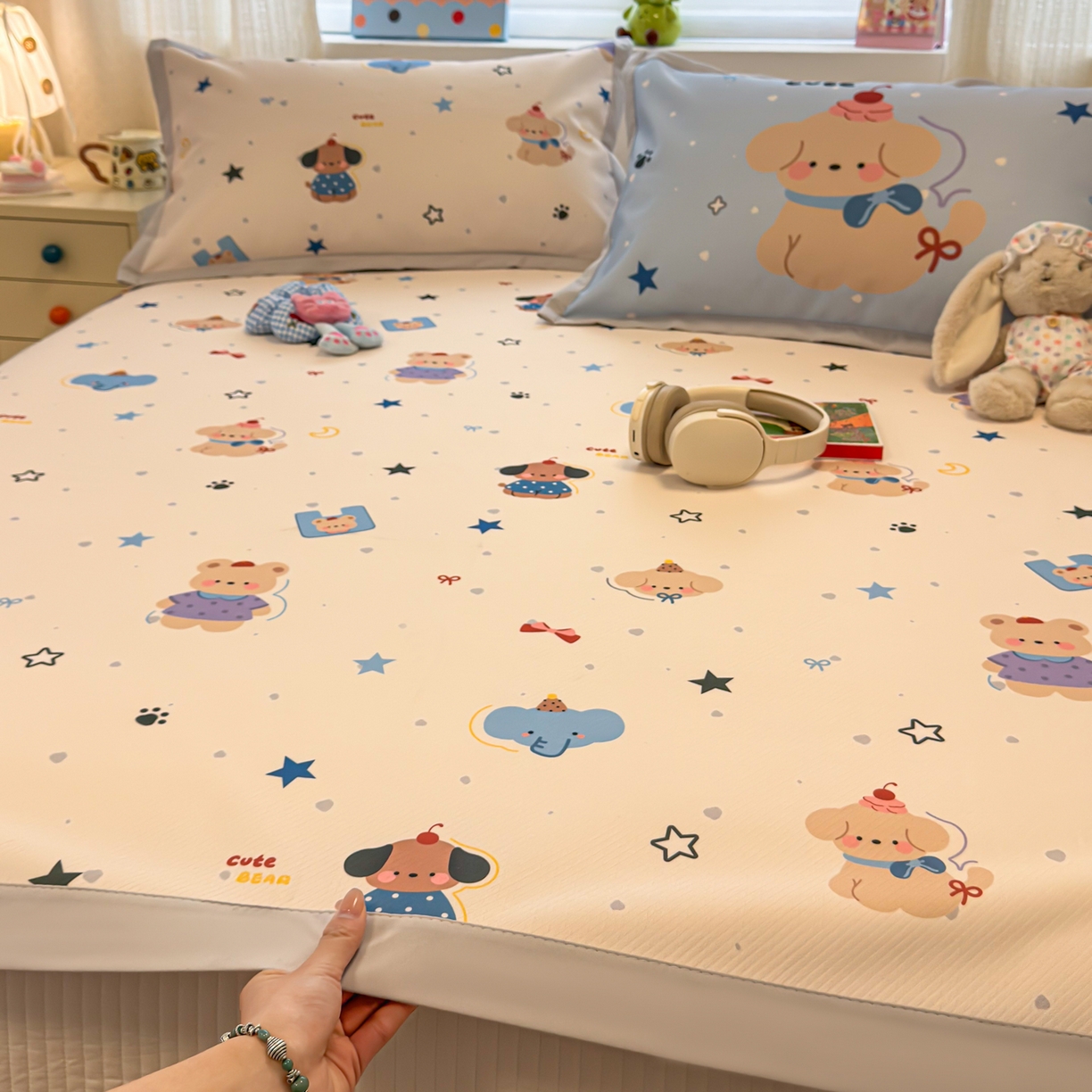 91家纺网 家纺一手货源 找家纺 （总）懒猫家纺 2026春夏新款卡通印花A类凉感冰丝印花凉席席子