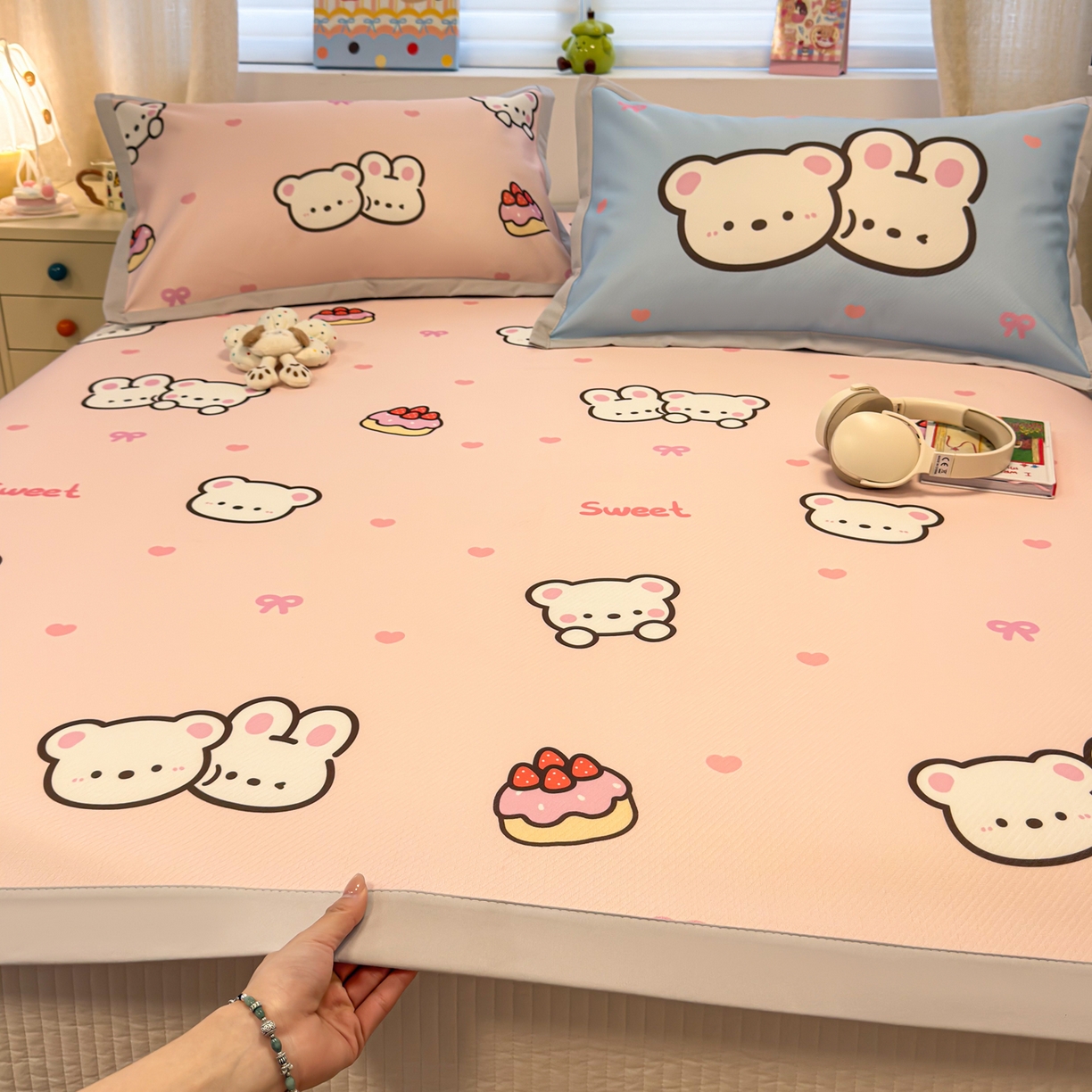 91家纺网 家纺一手货源 找家纺 （总）懒猫家纺 2026春夏新款卡通印花A类凉感冰丝印花凉席席子