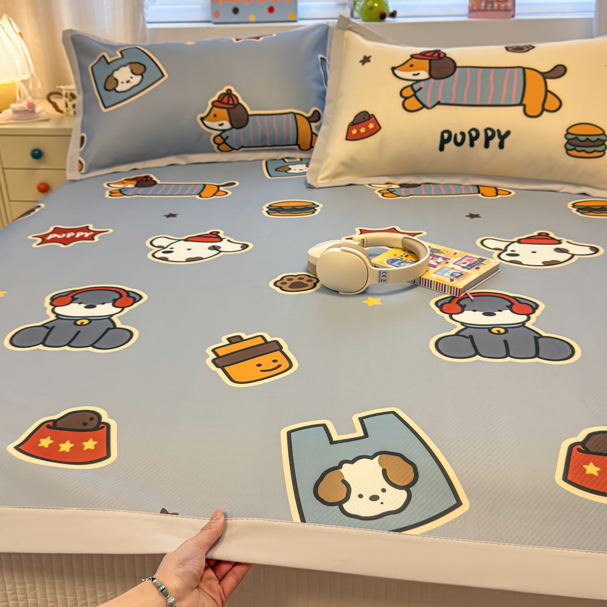 91家纺网 家纺一手货源 找家纺 （总）懒猫家纺 2026春夏新款卡通印花A类凉感冰丝印花凉席席子