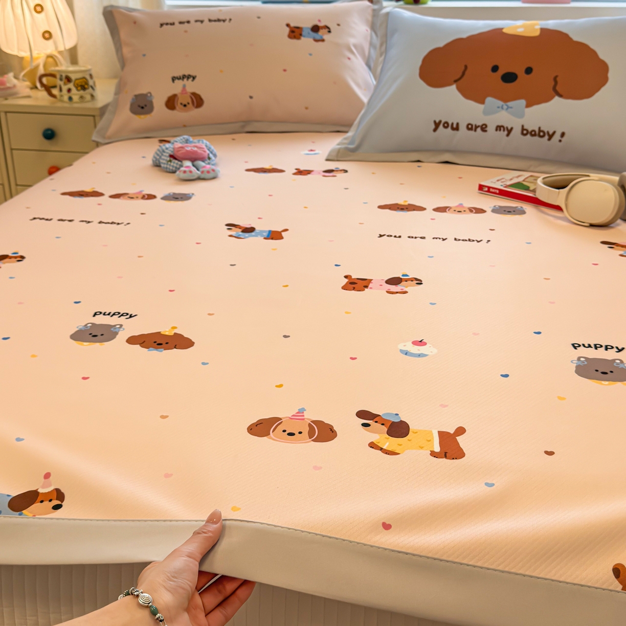 懒猫家纺 2026春夏新款卡通印花A类凉感冰丝印花凉席席子 彩豆汪汪队