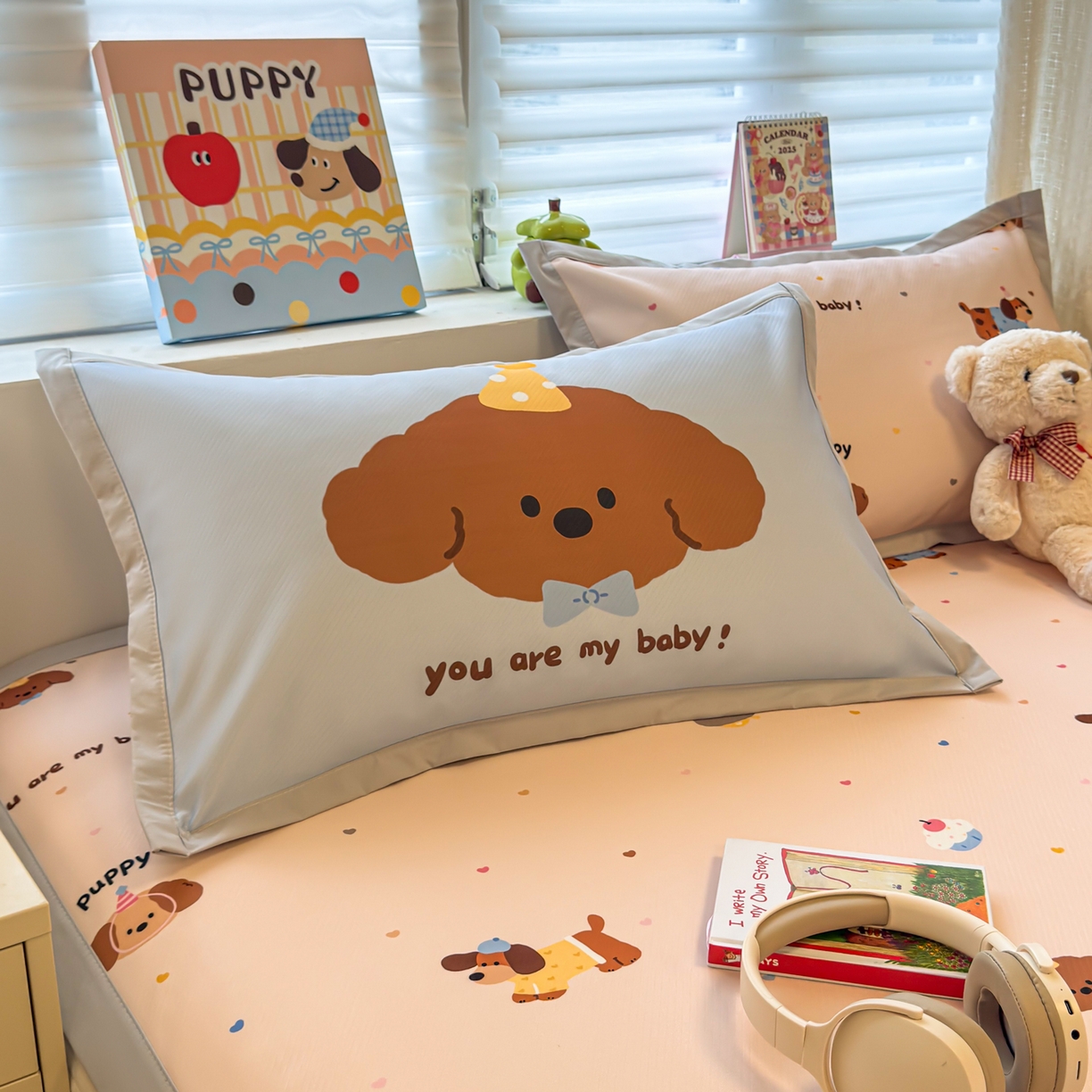 91家纺网 家纺一手货源 找家纺 懒猫家纺 2026春夏新款卡通印花A类凉感冰丝印花凉席席子 彩豆汪汪队