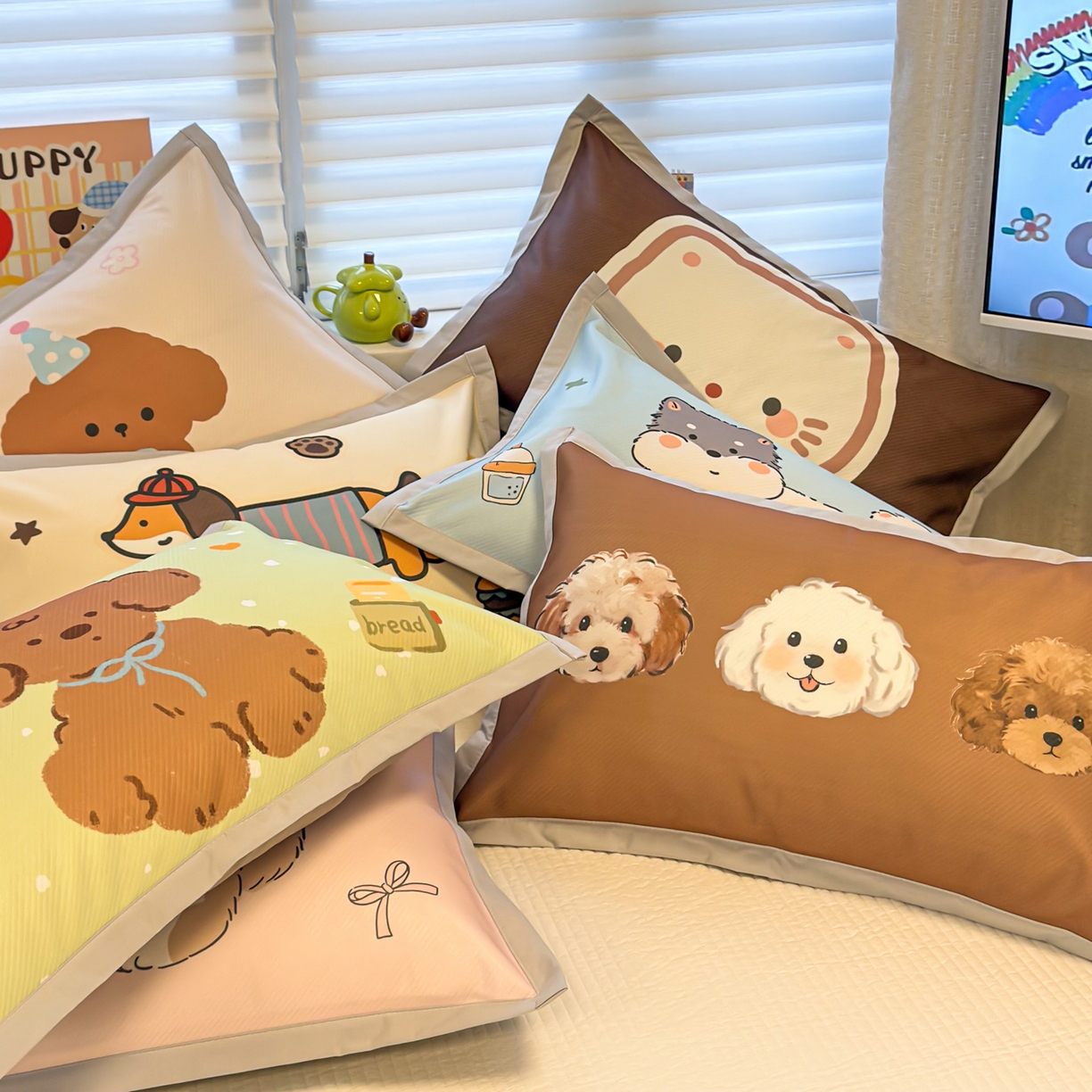 91家纺网 家纺一手货源 找家纺 懒猫家纺 2026春夏新款卡通印花A类凉感冰丝印花凉席席子 组合图仅供展示不可下单