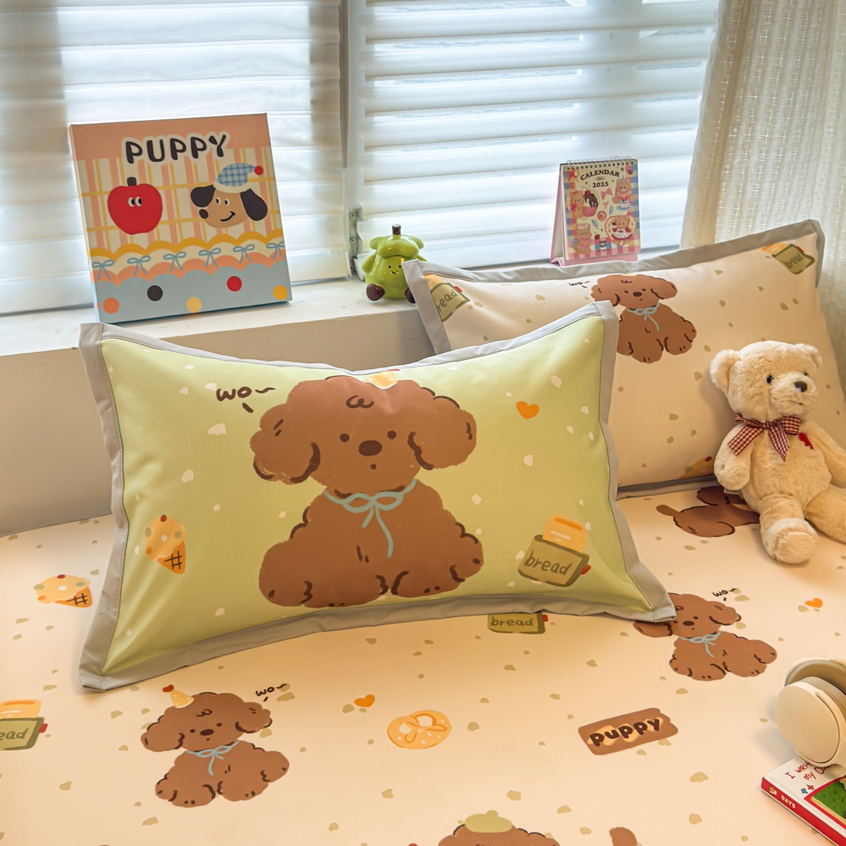 91家纺网 家纺一手货源 找家纺 懒猫家纺 2026春夏新款卡通印花A类凉感冰丝印花凉席席子 冰淇淋小狗