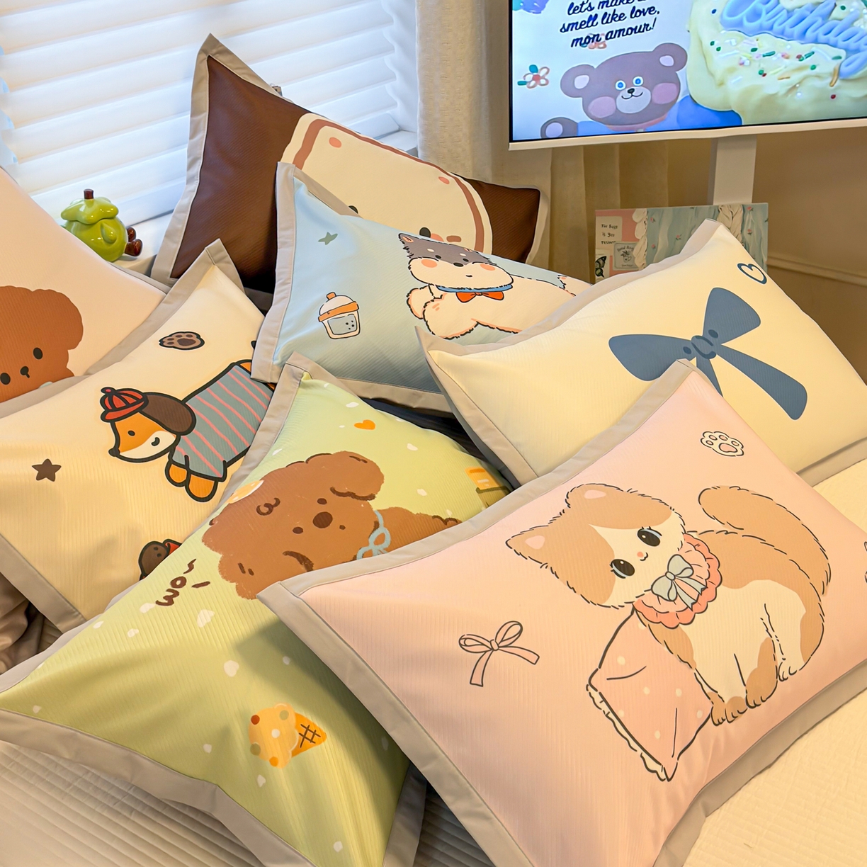 91家纺网 家纺一手货源 找家纺 懒猫家纺 2026春夏新款卡通印花A类凉感冰丝印花凉席席子 组合图仅供展示不可下单