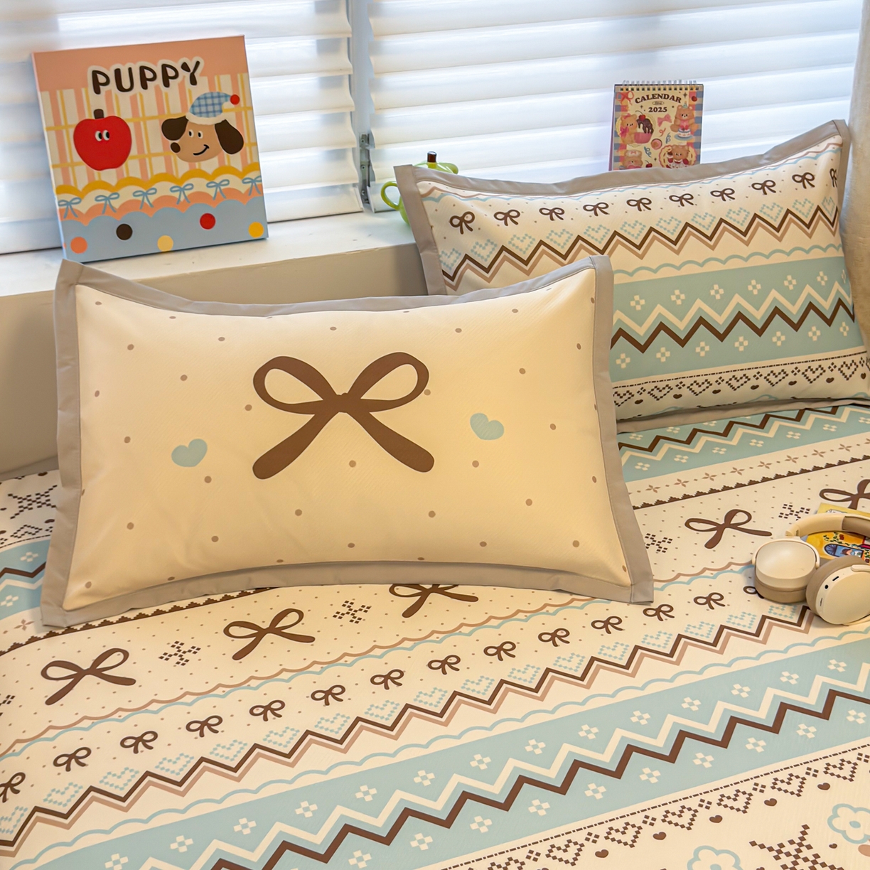 91家纺网 家纺一手货源 找家纺 懒猫家纺 2026春夏新款卡通印花A类凉感冰丝印花凉席席子 费尔岛