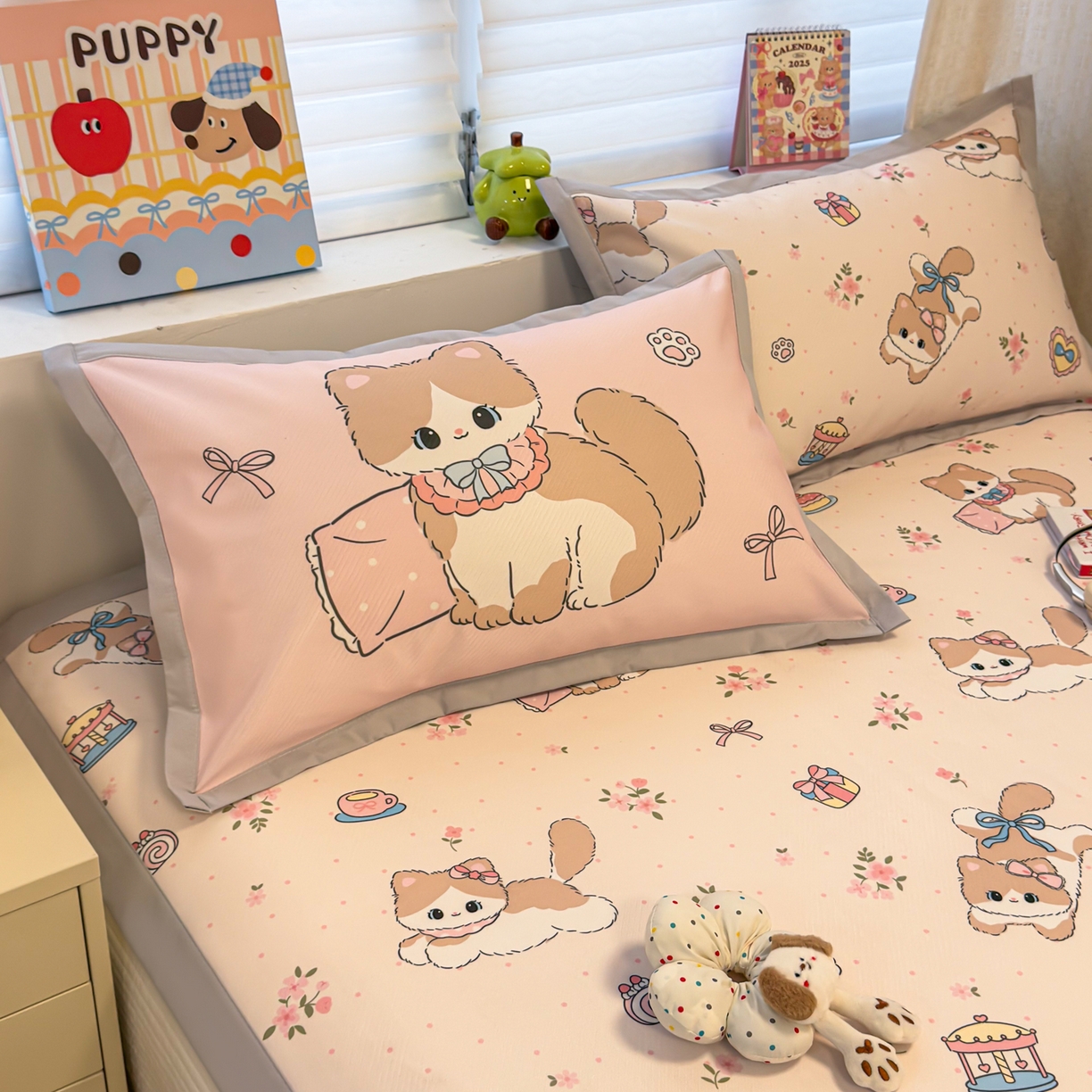 91家纺网 家纺一手货源 找家纺 懒猫家纺 2026春夏新款卡通印花A类凉感冰丝印花凉席席子 甜心茶语