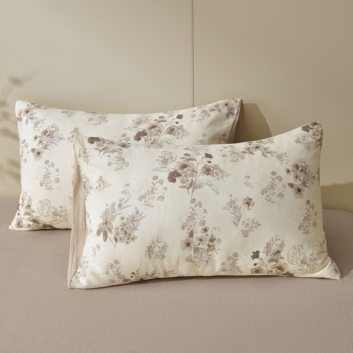 91家纺网 家纺一手货源 找家纺 绘萱家居 2026新款纯棉+麻棉麻全棉印花四件套 花影眠