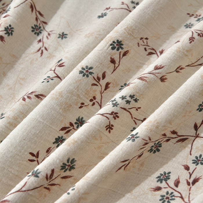 91家纺网 家纺一手货源 找家纺 绘萱家居 2026新款纯棉+麻棉麻全棉印花四件套 素枝春信