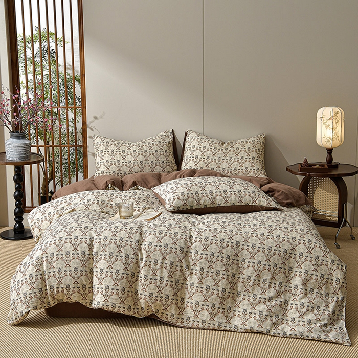 91家纺网 家纺一手货源 找家纺 绘萱家居 2026新款纯棉+麻棉麻全棉印花四件套 拉菲