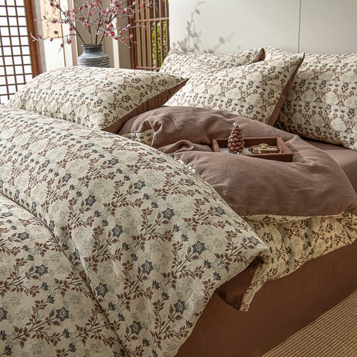 绘萱家居 2026新款纯棉+麻棉麻全棉印花四件套 拉菲