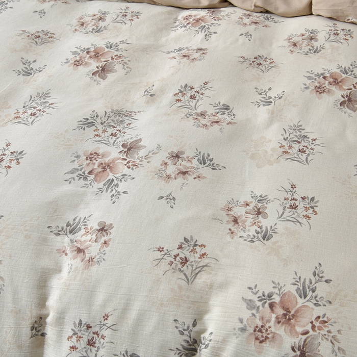 91家纺网 家纺一手货源 找家纺 绘萱家居 2026新款纯棉+麻棉麻全棉印花四件套 粉黛花事